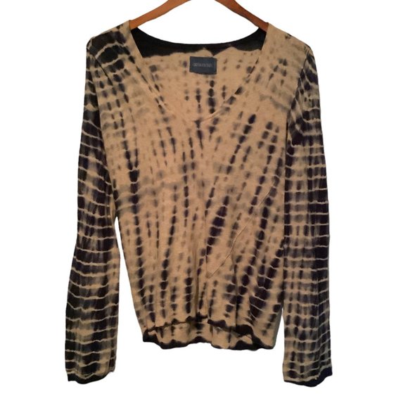 ZADIG & VOLTAIRE Blue White Tie Dye Long Sleeve V Neck Sweater- Size Small - Picture 1 of 12